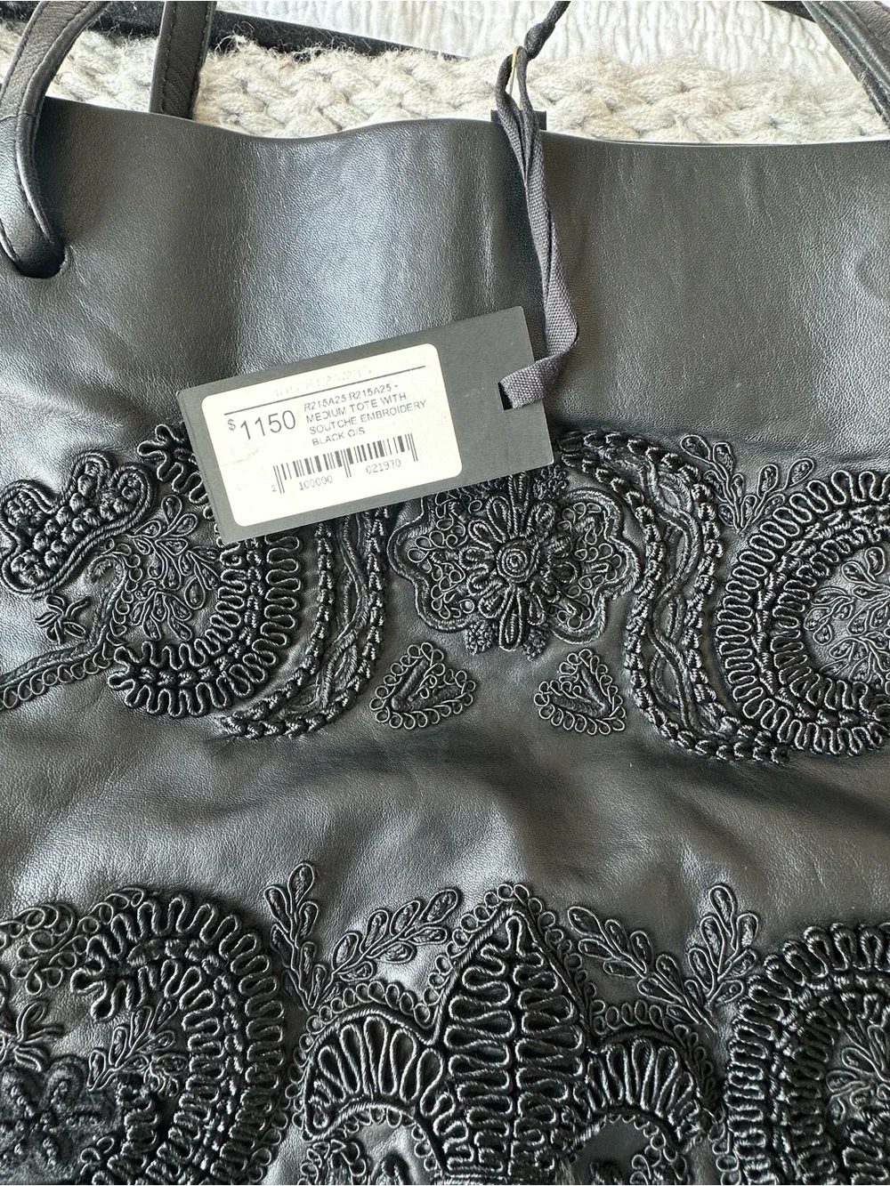 Black Vera Wang Designer Tote Bag